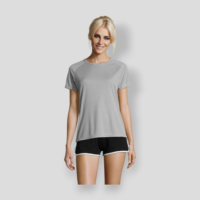 Koszulka z krótkimi rękawami raglan Sporty damska - Czysty Szary - Sol's