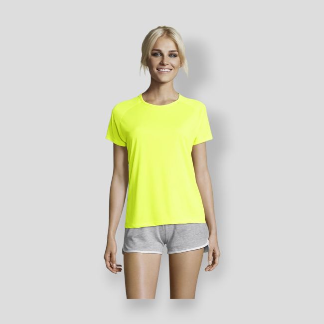 Kurzärmliges Raglan-T-Shirt Sporty Damen - Fluo-Gelb - Sol's