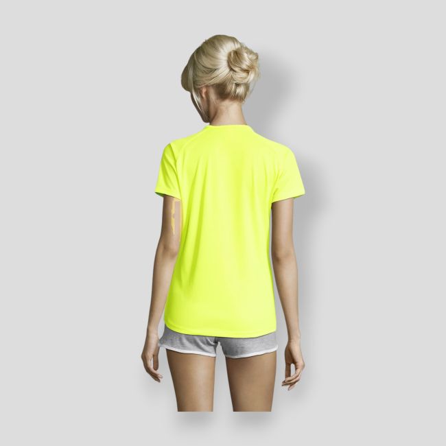 Tee-shirt à manches courtes raglan Sporty femme - Jaune Fluo - Sol's