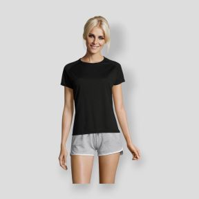 Koszulka z krótkimi rękawami raglan Sporty damska - Czarny - Sol's