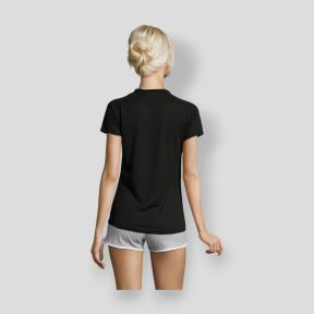 T-shirt de mangas curtas raglan Sporty feminino - Preto - Sol's