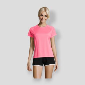 Tee-shirt à manches courtes raglan Sporty femme - Rose Fluo - Sol's