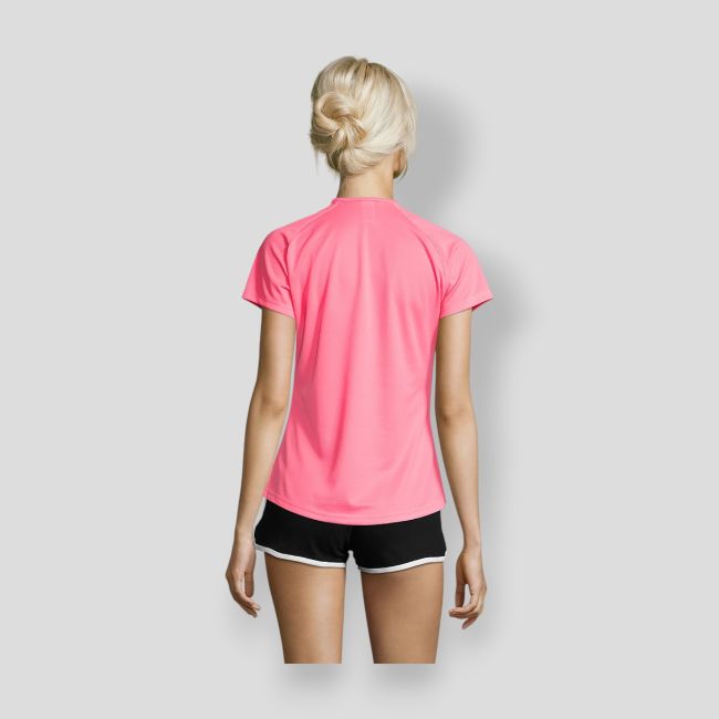 Tee-shirt à manches courtes raglan Sporty femme - Rose Fluo - Sol's