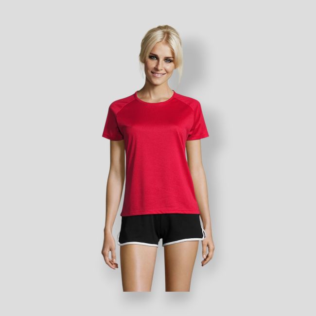 Tee-shirt à manches courtes raglan Sporty femme - Rouge - Sol's