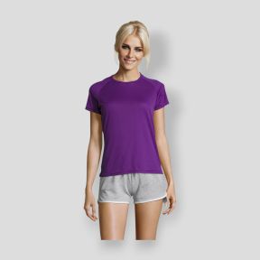 Koszulka z krótkimi rękawami raglan Sporty damska - Ciemny Fiolet - Sol's