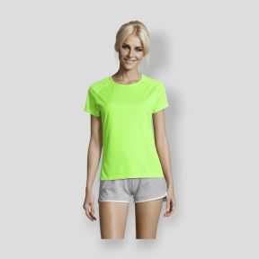 Koszulka z krótkimi rękawami raglan Sporty damska - Zielony Fluo - Sol's
