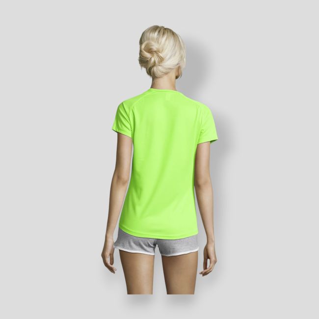 Camiseta de manga corta raglán Sporty mujer - Verde Flúor - Sol's