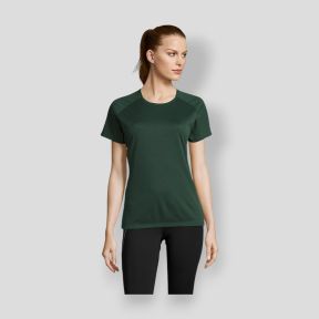 T-shirt de mangas curtas raglan Sporty feminino - Verde Floresta - Sol's