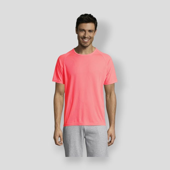 Tee-shirt met raglanmouwen Sporty heren - Fluororanje-Koraal - Sol's