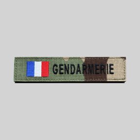 Faixa patronímica bordada Gendarmaria em velcro com bandeira francesa - Camo CE