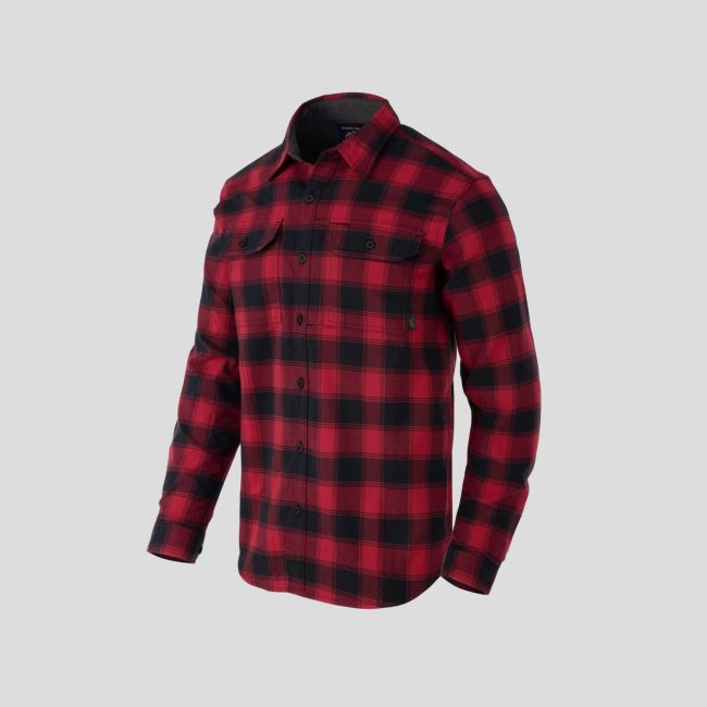 Camisa GreyMan - Quadrados coral e carmesim - Helikon