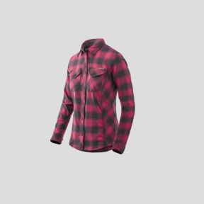 Camisa mujer Marigold - Cuadros coral y carmesí - Helikon