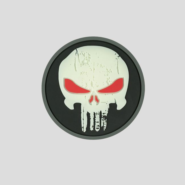 Phosphoreszierender 3D PVC-Patch mit Klettverschluss Punisher rote Augen - 101 Inc
