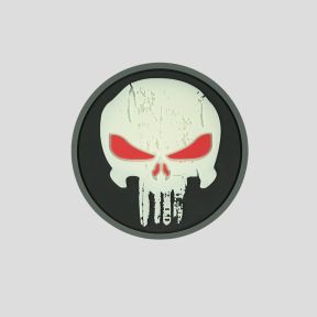 Patch 3D in PVC fosforescente con velcro Punisher occhi rossi - 101 Inc