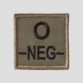 Quadratischer 3D-Stoff-Patch Blutgruppe O- mit Klettverschluss - Olivgrün