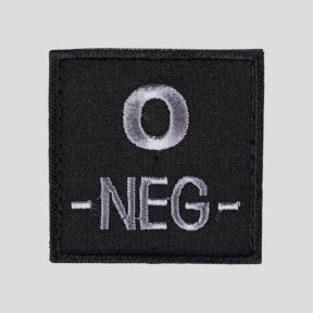 ECUSSON FEUTRE BRODE GROUPE SANGUIN DOS AUTO-AGRIPPANT O NEG NOIR - Patrol Equipement