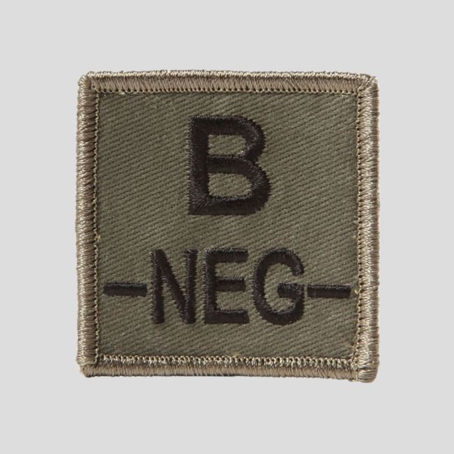 Quadratischer 3D-Stoff-Patch Blutgruppe B- mit Klettverschluss - Olivgrün