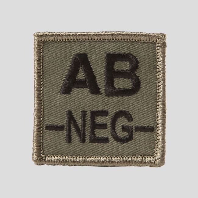 Patch carré Tissu 3D groupe sanguin AB- avec velcro - Vert Olive