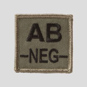 Patch carré Tissu 3D groupe sanguin AB- avec velcro - Vert Olive