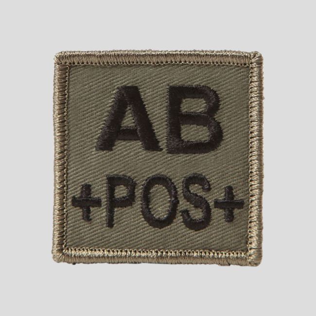 Vierkante patch 3D stof bloedgroep AB+ met klittenband - Olijfgroen