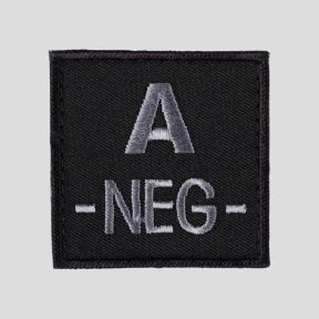Patch carré Tissu 3D groupe sanguin A- avec velcro - Noir