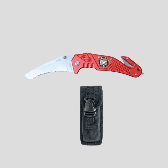 COUTEAU COUPE SANGLE ET BRISE VITRE MANCHE ROUGE- Patrol Equipement