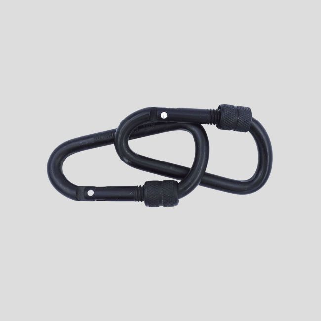 Set van 10 aluminium karabijnhaken 8cm - Zwart - OPEX