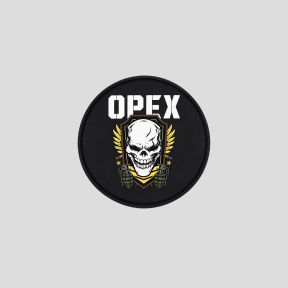 Okrągła naszywka PVC Czaszka Granaty - Czarny - OPEX