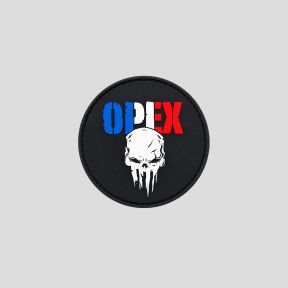 Okrągła naszywka PVC Czaszka Francja - Czarny - OPEX