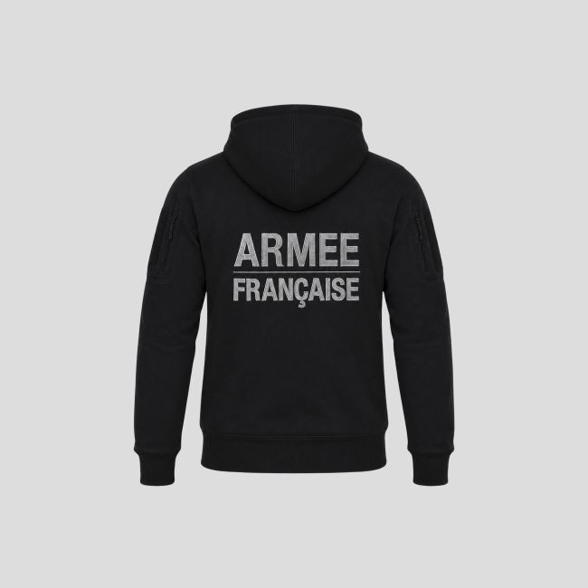 Militaire Spider sweater met rits en geborduurd velcro Franse Leger - Zwart - OPEX
