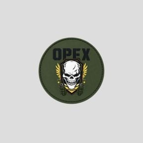 Runder PVC-Patch Totenkopf Granaten - Olivgrün - OPEX