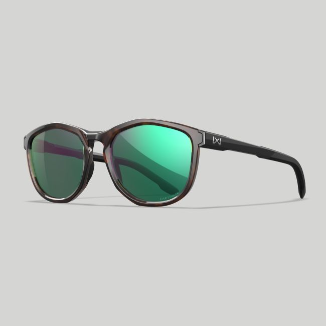 Sonnenbrille Bravo (Captivate™ polarisierte und grün verspiegelte Gläser) - Braun Gefleckt/Schwarz - Wiley X