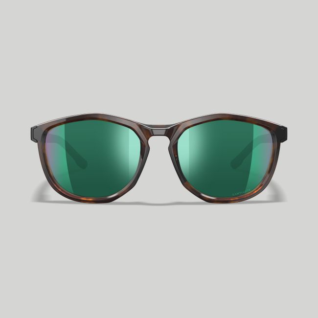 Sonnenbrille Bravo (Captivate™ polarisierte und grün verspiegelte Gläser) - Braun Gefleckt/Schwarz - Wiley X