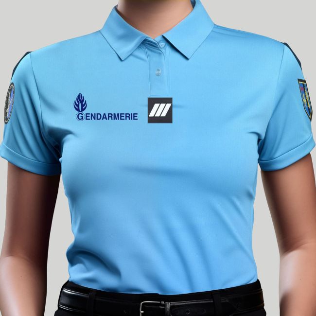Polo à manches courtes Cooldry avec velcro Gendarmerie femme - Bleu Ciel - Patrol Equipement