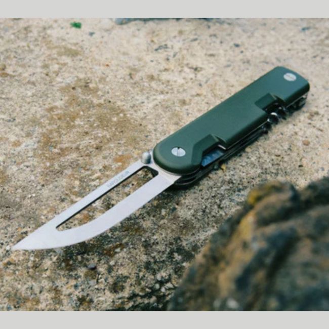 Couteau Baroudeur (lame évidée) + couverts - Kaki - TB Outdoor