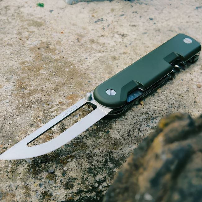 Couteau Baroudeur (lame évidée) + couverts - Kaki - TB Outdoor