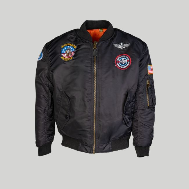 Bomber MA1 com patches infantil - Preto - Mil-Tec