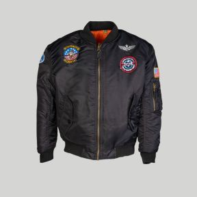 Cazadora bomber MA1 con parches infantil - Negro - Mil-Tec