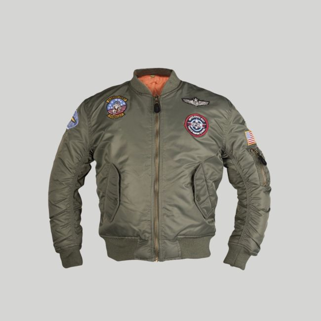 Cazadora bomber MA1 con parches infantil - Verde Oliva - Mil-Tec