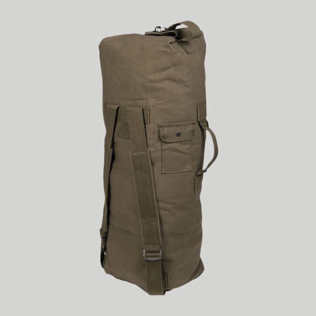 Sac de voyage avec bretelles en coton Marine US 75L - Vert Olive - Mil-Tec