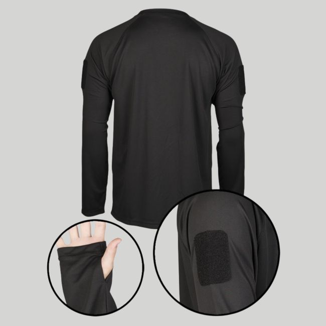 T-shirt tattica Quick Dry a maniche lunghe - Nero - Mil-Tec