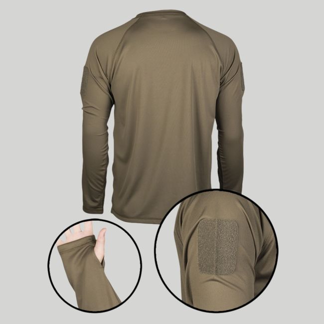 T-shirt tactique Quick Dry à manches longues - Vert Olive - Mil-Tec