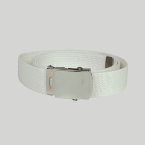 Cinturón de lona US con hebilla plateada - Blanco - Mil-Tec