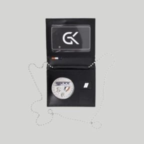Porte-cartes en cuir avec emplacement grade et médaille et chaîne amovible - Noir - GK
