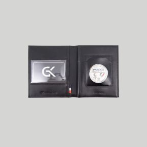 Porte-cartes horizontal 3 volets en cuir - Noir - GK