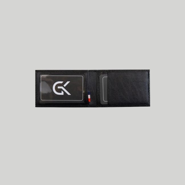 Porta-cartas horizontal mini 2 partes de cuero - Negro - GK