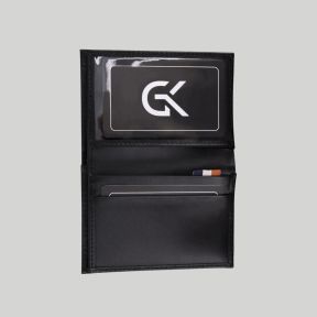 Porta-cartões mini 2 dobras em couro - Preto - GK