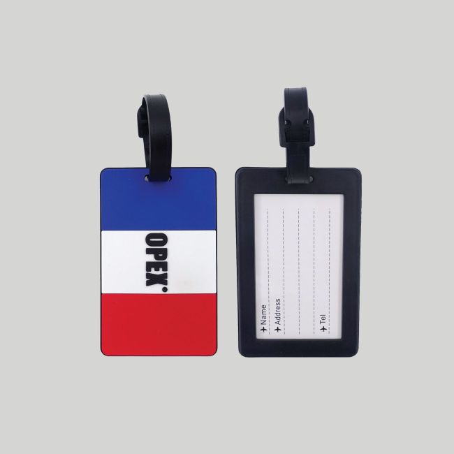 Bagagelabel "French Flag" in rubber 10 x 6,5 cm - Opex