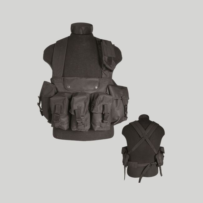 Chest-rig 6 bolsos - Preto - Mil-Tec