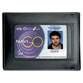 Porte-cartes vertical 2 volets en cuir - Noir - GK